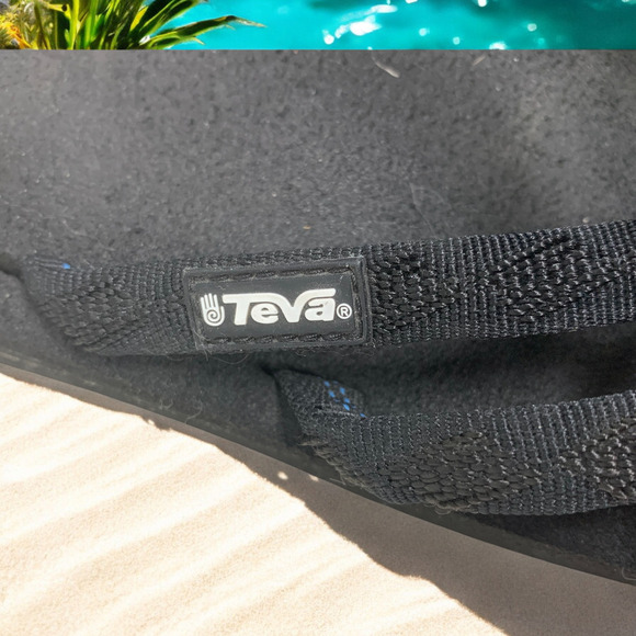Teva Olowahu Sandals Black Strappy Women's Sz 9 Mush Comfort Insoles Beach Pool - Picture 4 of 6
